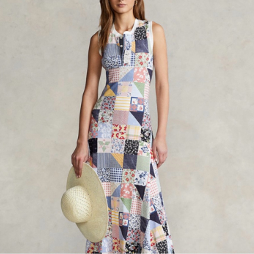 Polo Ralph Lauren Patchwork Waffle Knit Maxi Dress XXL